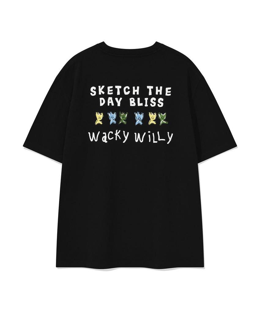 WACKY WILLY Kiki Typographic Short Sleeve T-Shirt Black