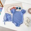 Ensemble de maillot de bain pour bébé de style coréen: Grenouillère pour Bébé Fille & Bonnet de Bain pour Vêtements de Plage d'Été