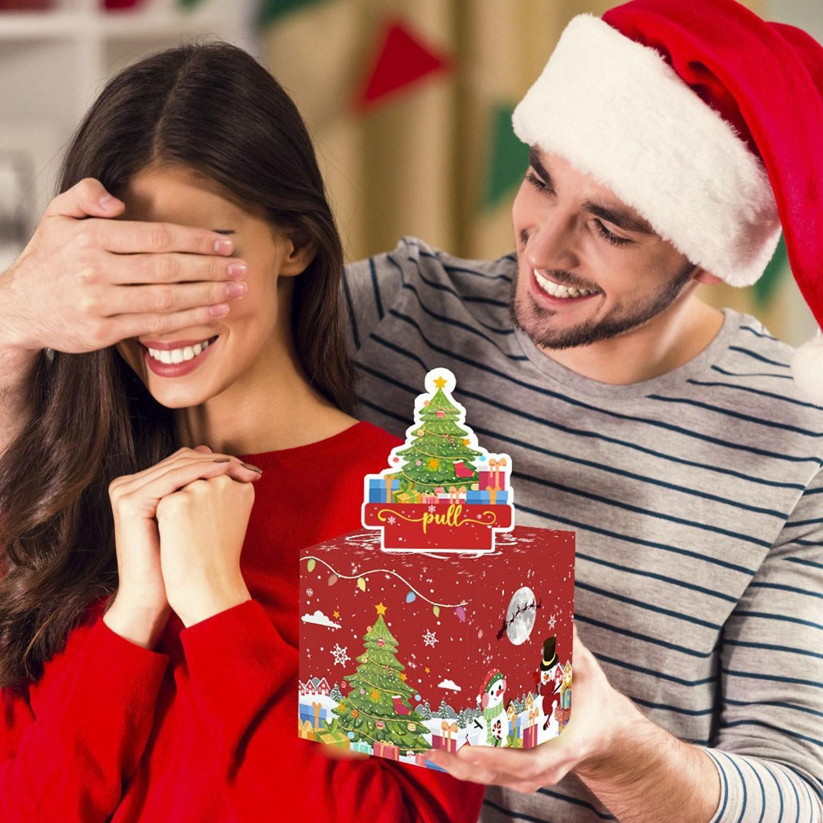 

3D Рождественская подарочная коробка для конфет, Коробка-сюрприз для лотереи, Украшение для вечеринки, Подарочная коробка One Size белый