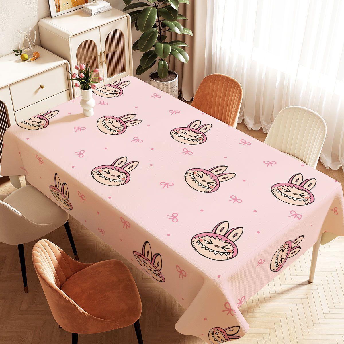 

Waterproof, Oil-proof, No-wash and Washable Coffee Table, Desk, Dormitory Tablecloth, Cute Labubu Tablecloth 80 * 120CM