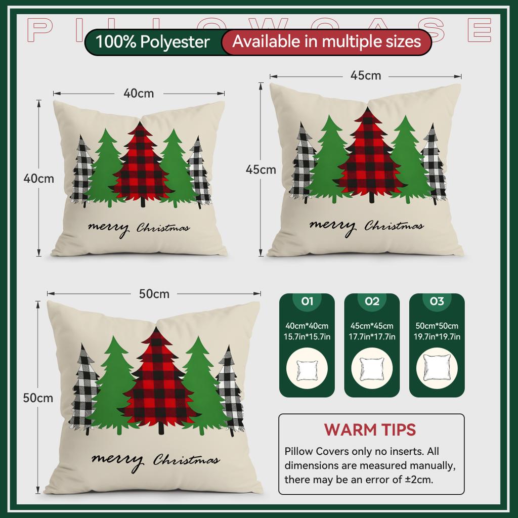 Christmas Tree Cushion Pillowcase Printed Polyester 40/45/50Cm Throw Pillowcover Decorative Sofa Cushion Pillowslip Home Decor