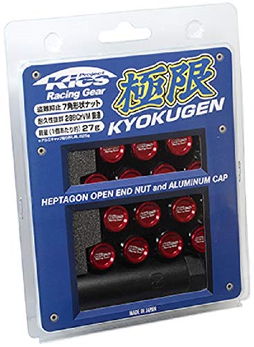 KYO-EI (Kyoei Industry) Extreme Through Nuts with Aluminum Caps, M12 X P1.25, 16mm, Red, Pack of 16, HP36KR