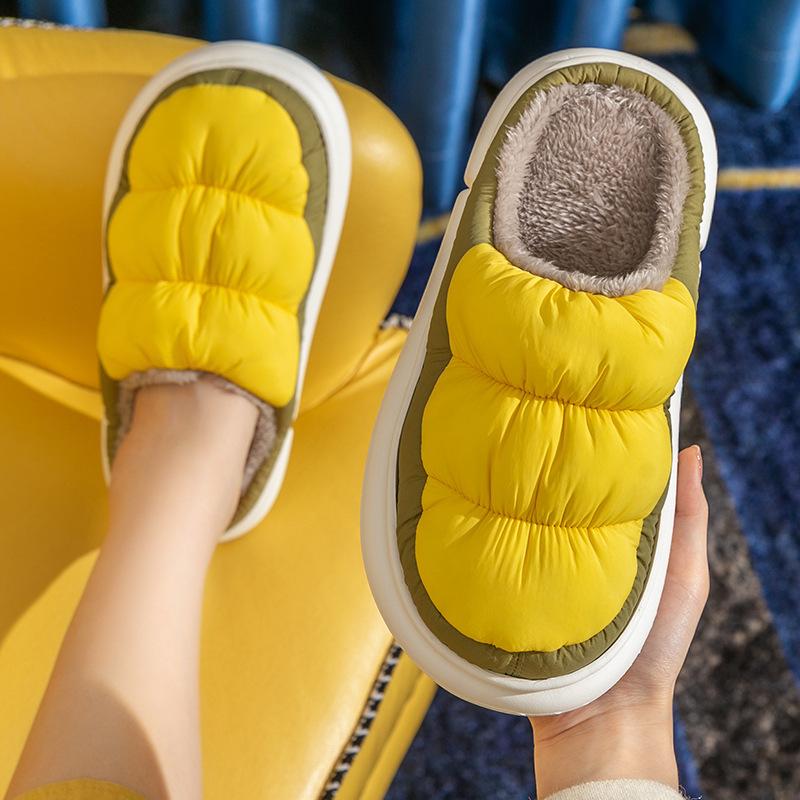 Cotton slippers men's autumn and winter indoor home velvet warm household confinement shoes women's winter cloth soft