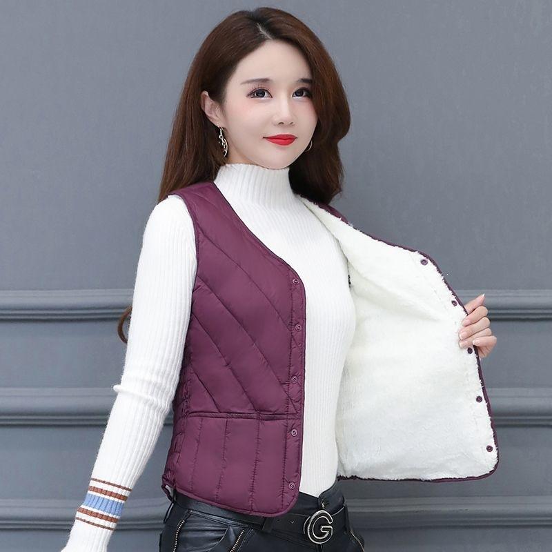 Vest women's thickened down cotton vest warm short vest close-fitting liner