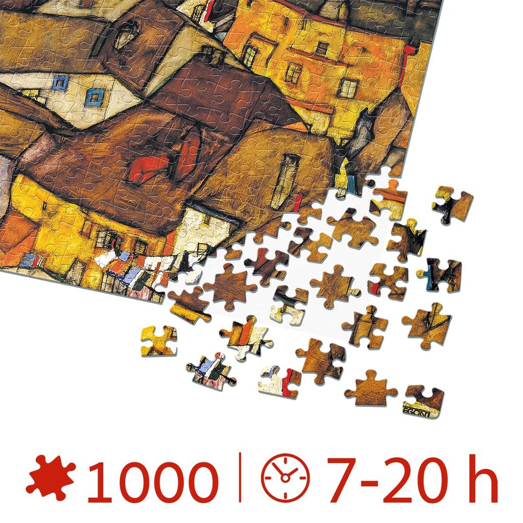 D-Toys 1000-piece Jigsaw Puzzle, 76830-SC01, Egon Schiele: Crescent of Houses, 47 X 68 Cm