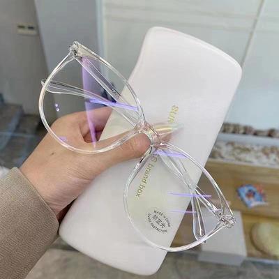 Korean Women’s Anti-Blue Light Large Frame Glasses, Trendy for Internet Celebrities, Slimming Design, Compatible with Prescription Lenses.