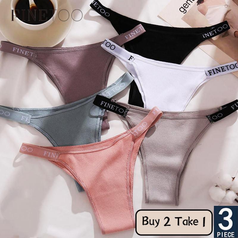 

FINETOO 3PCS/Set Cotton Thongs Women Underpants Female Sexy Panty Women s Briefs Underwear Solid Color Intimate Lingerie M