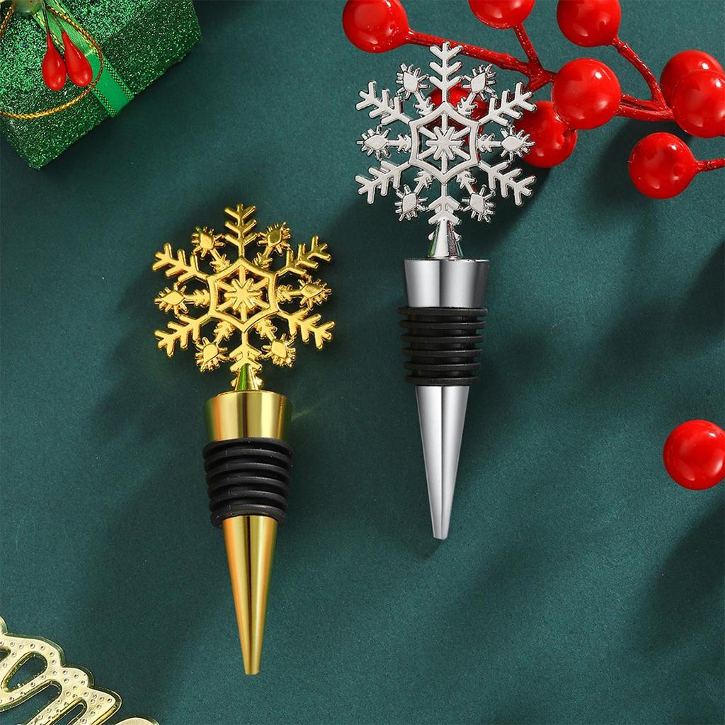 Christmas Snowflake Decorative Wine Stoppers Bottle Decoration Crafts Alloy Bottle Stopper Home Bar Wine Accessories Tools