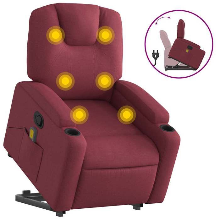 VidaXL Fauteuil inclinable de massage Rouge bordeaux Tissu 3204383