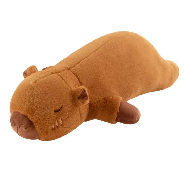 45cm-65cm Kawaii Cartoon Giant Strip Capybara Plush Doll Pillow Lying Brown Orange Wings Creative Capybara Plush Toy Home Decor