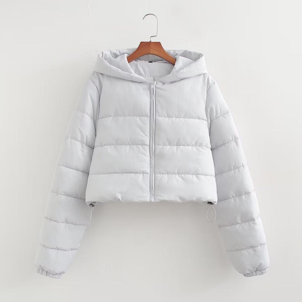 Casual Hooded Collar Cotton Coat Women Long Sleeve Thick Warm Short Padded Jacket Autumn Winter Female Street Overcoat Parkas