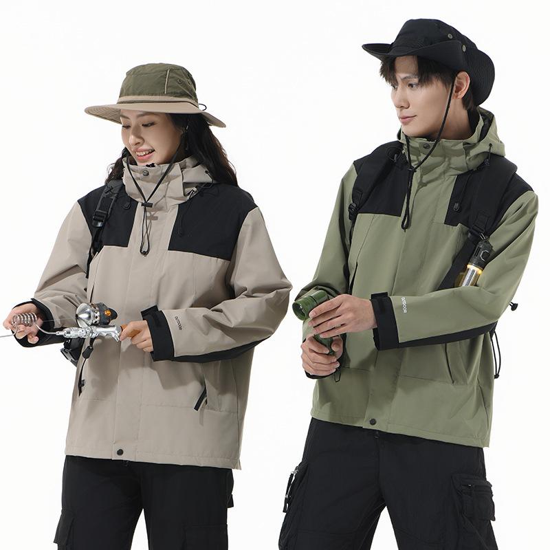Men Color Blocking Splicing Women Assault Jacket Functional Pocket Outdoor Sports Style Unisex Hiking Jacket