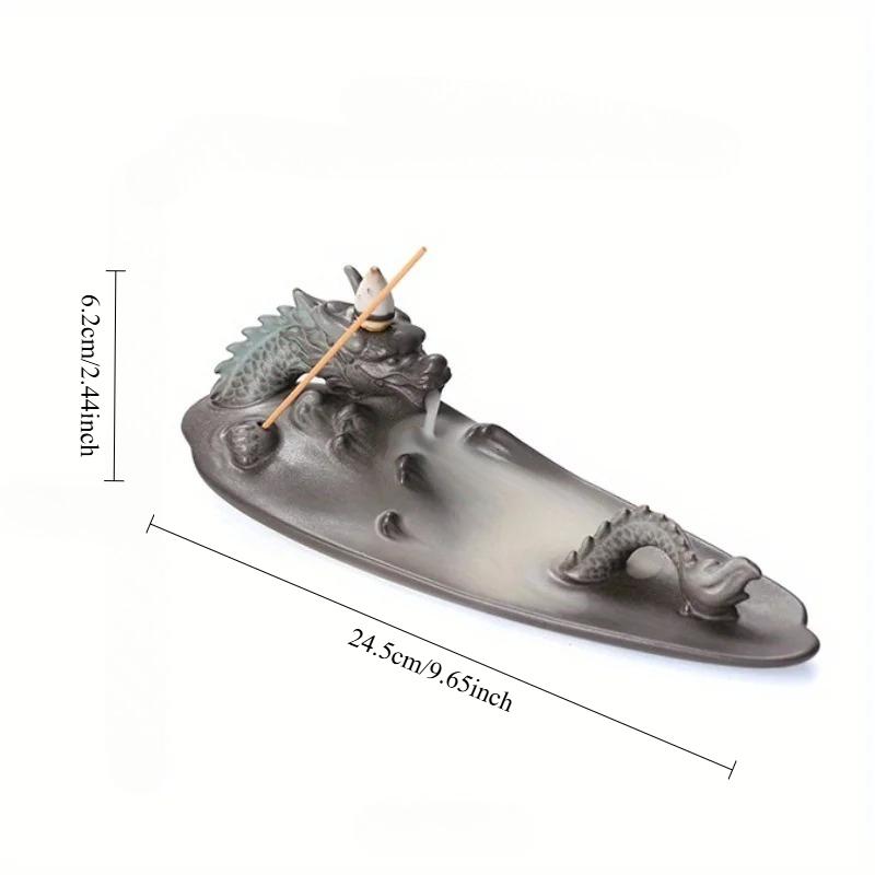 1pc Chinese Lukcy Dragon Design Incense Burner Creative Home Decor Incense Stick Holder Portable Ceramic Censer -Without Incense
