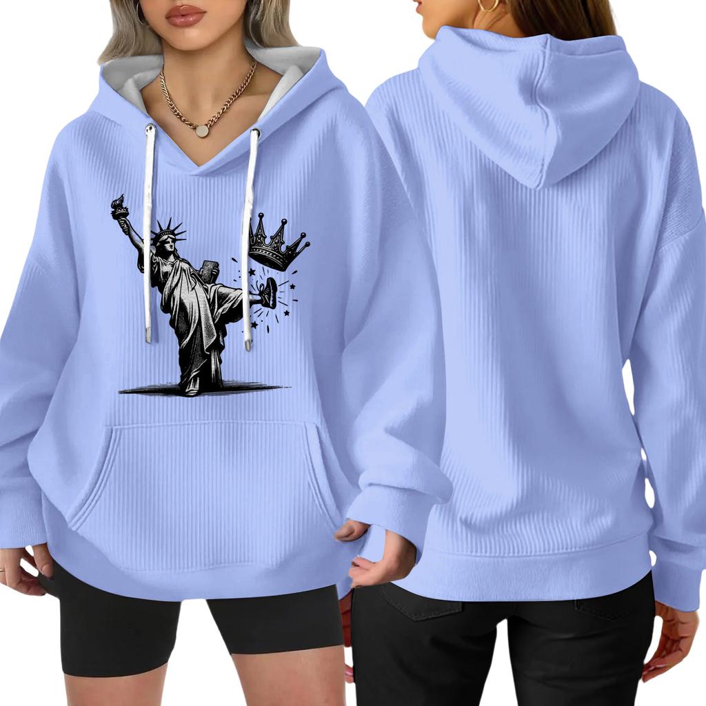 Women's Fashion Casual Long Sleeve Loose Printed Pullover Sports Long Sleeve Sweatshirt