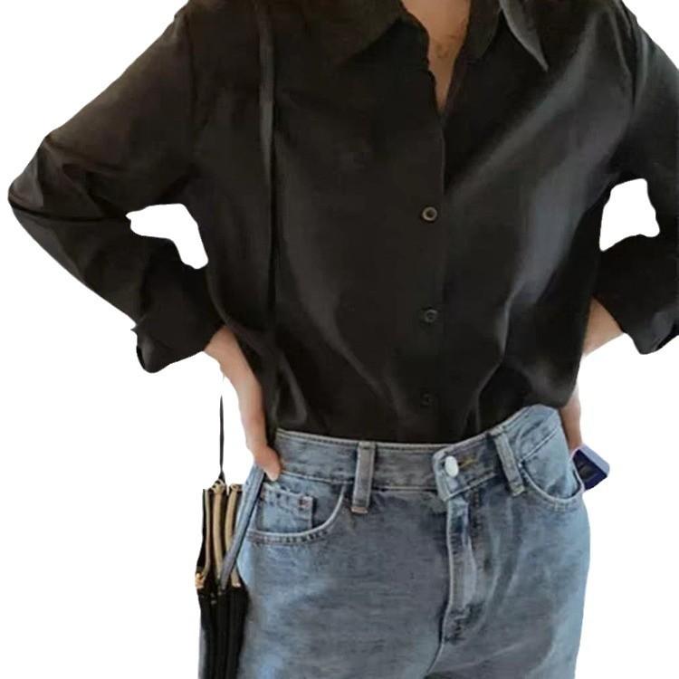 Casual Autumn White Shirt Female Design Sense Niche Blouse Early Fall Loose Long-sleeved Chiffon Blouse Female Temperament Elegant Fashion Top