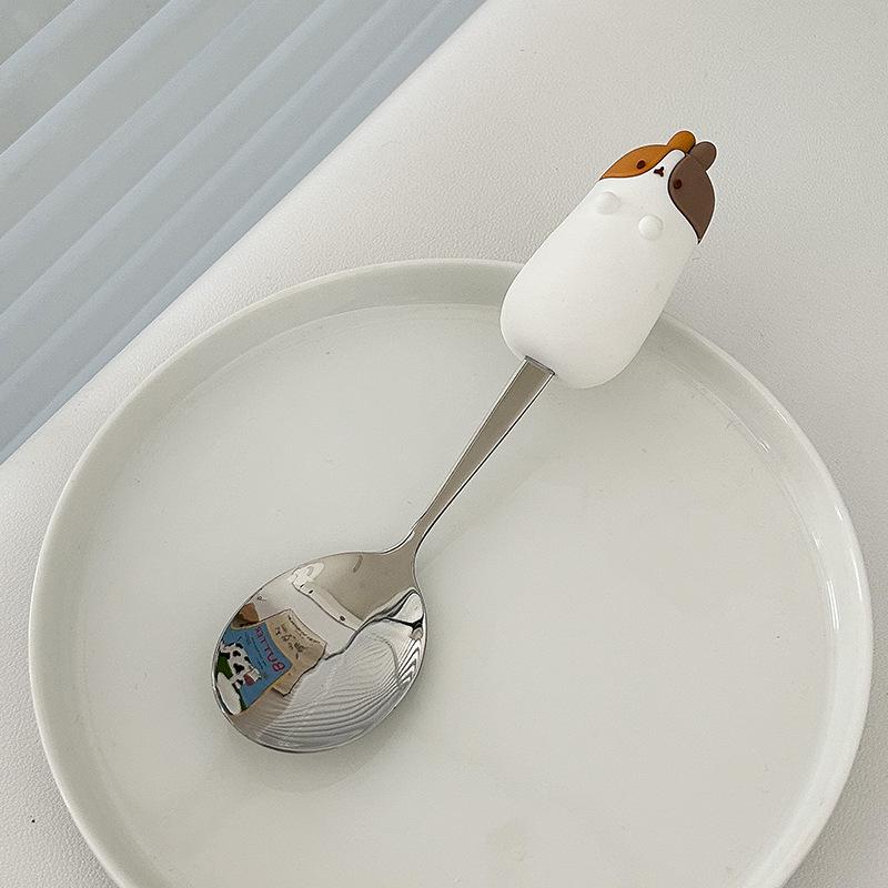 Cute Cartoon 304 Stainless Steel Children's Spoon & Fork Set - Anti-Fall & Durable Baby Tableware