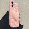 Pink 3D Love Heart Stand Holder Decompression Case For For Iphone 16 1 13 14 12 Pro Max Soft Silicone Phone Cover