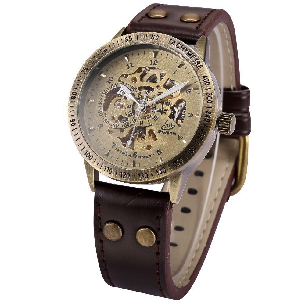 Shenhua Retro Bronze Automatic Men'S Mechanical Watch