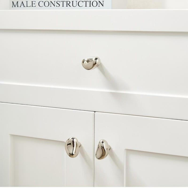 Kitchen Cupboard Handle Middle Ancient Pebble Style Creative Brass Cabinet Pull for Wardrobe Drawer Home Furniture Upgrade