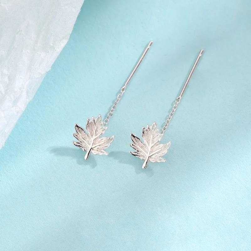 Orecchini Pendenti Foglia d'Acero in Argento 925 per Donna Eleganti Minimalisti Gioielli Raffinati Accessori di Lusso Leggero