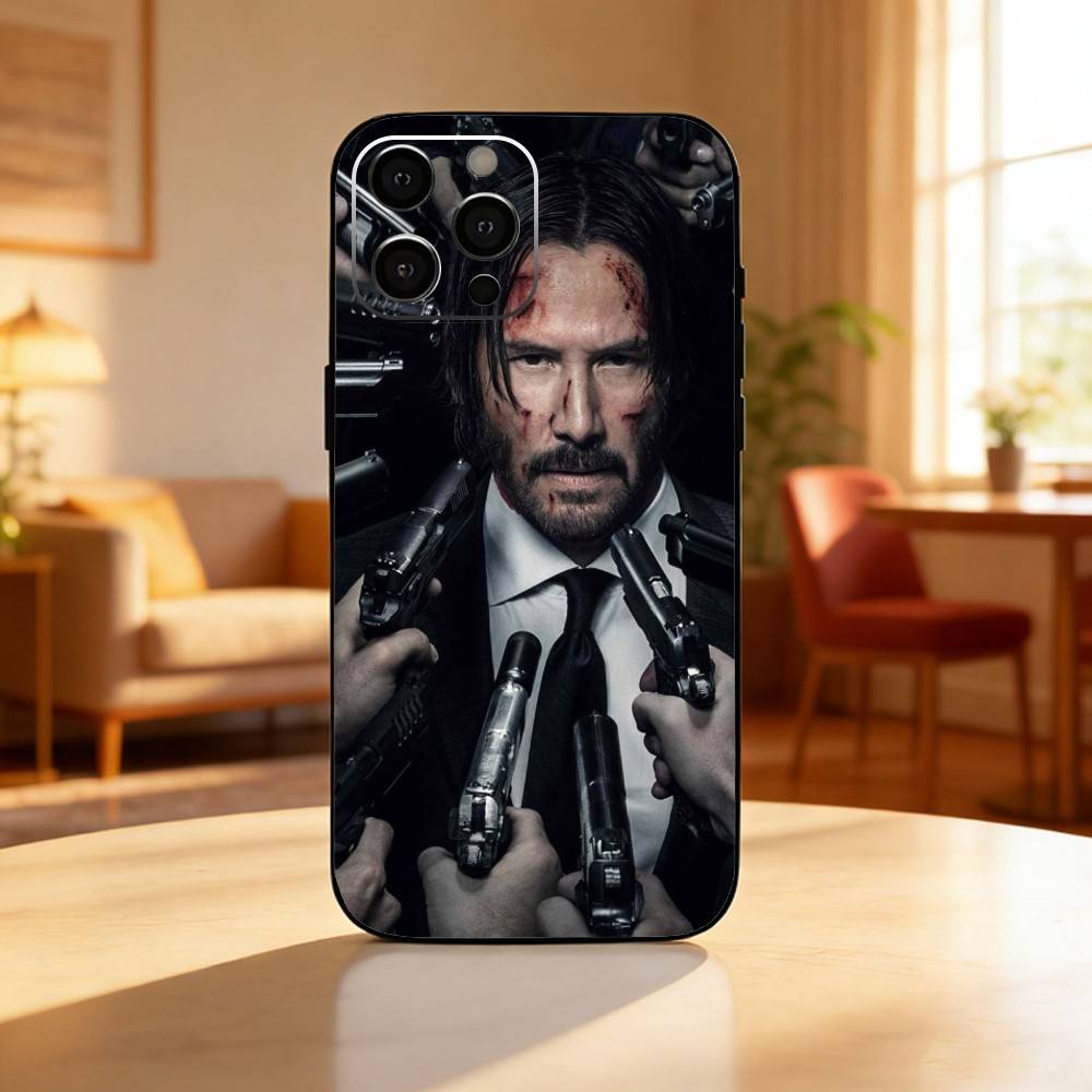 Cool Movie J-John W-Wick Phone Case For iPhone17,16,15,14,13,12 Plus,Max Soft Silicone Black Cover