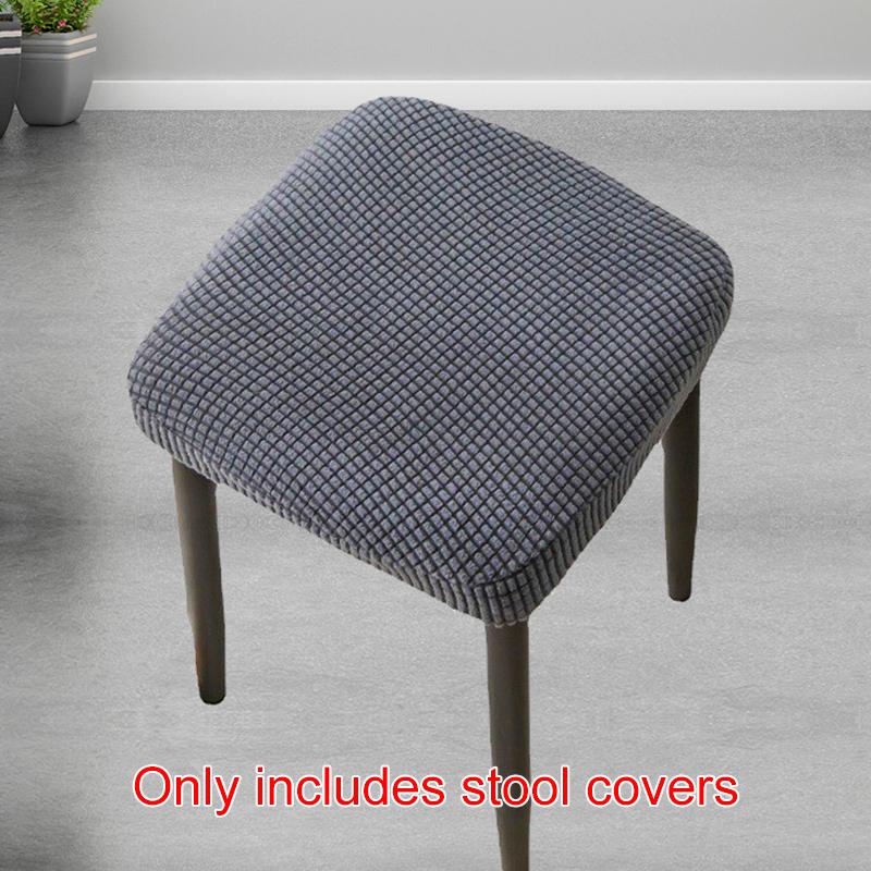 1Pc Stool Cover Dustproof Polyester Elastic Stool Chair Covers Removable Square Seat Cover Solid Color Chair Covers