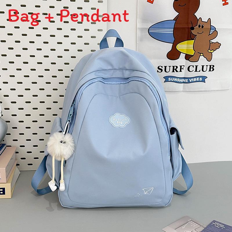 Simple Pure Color Student Backpack With Padded Shoulder Straps For Girls