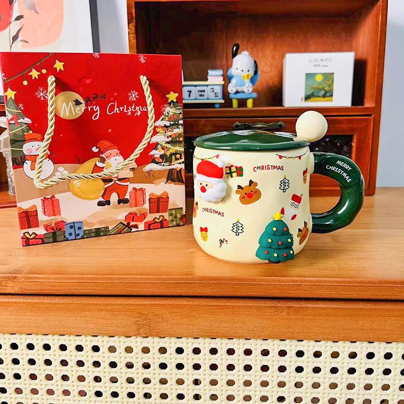 Magnetic Christmas mug high value cute ceramic cup couple with lid spoon office coffee cup couple water
