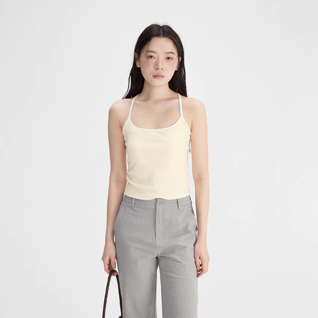 

Love and Nancy 2025 Spring Contrast Color U-Neck Slimming Camisole One Size