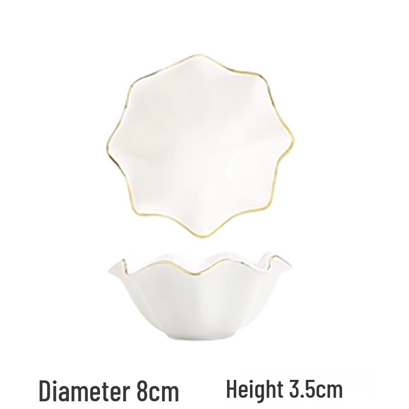 Europejski zestaw ceramicznych naczyń na przyprawy i sosy ze złotym rantem