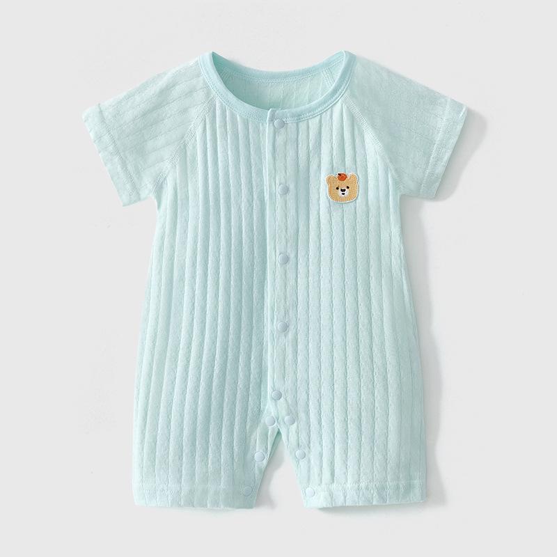Neugeborenen-Baumwoll-Strampler mit kurzen Ärmeln: Atmungsaktiver, nahtloser Klimaanzug-Anzug