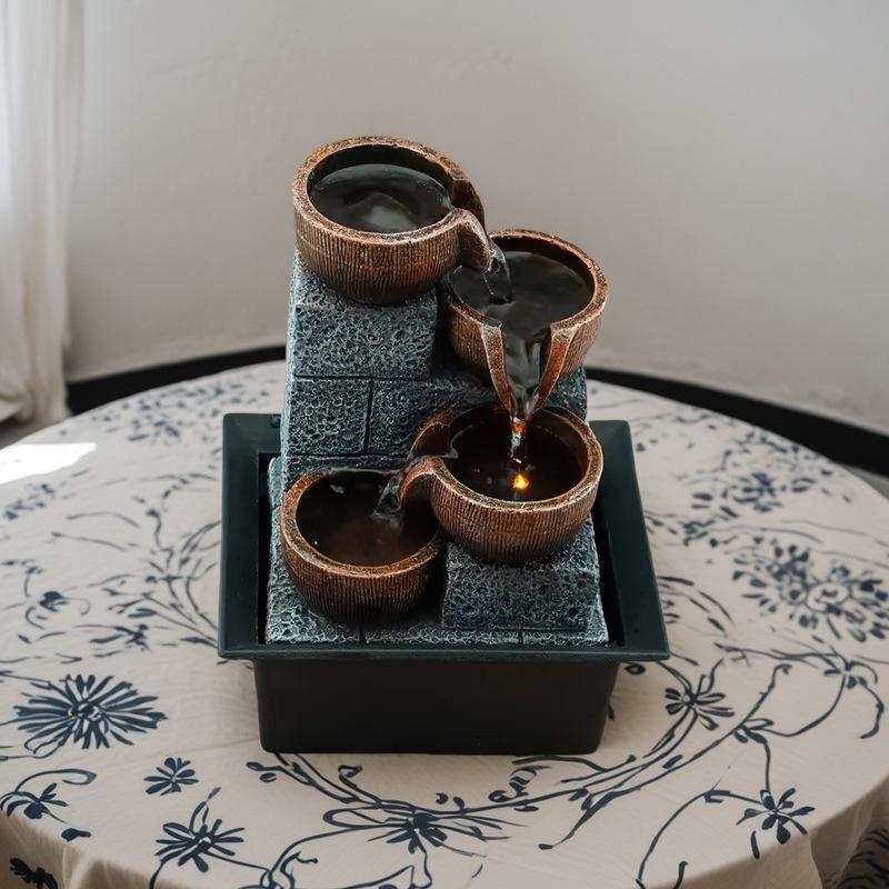 Desktop Small Fountain Water Ornament - Decorative Gift & Purification Handicraft