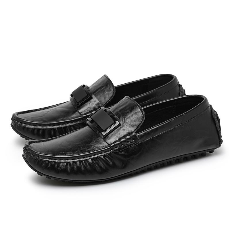 

Модные новые мужские удобные туфли для вождения, мужские мокасины из натуральной кожи, мужские туфли без застежек 2024 года, модная деловая обувь ручной работы 44 чёрный
