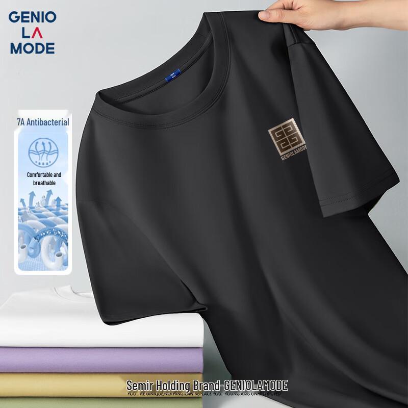 GENIOLAMODE Men s 7A Antibacterial Printed Short Sleeve T-Shirt 3XL