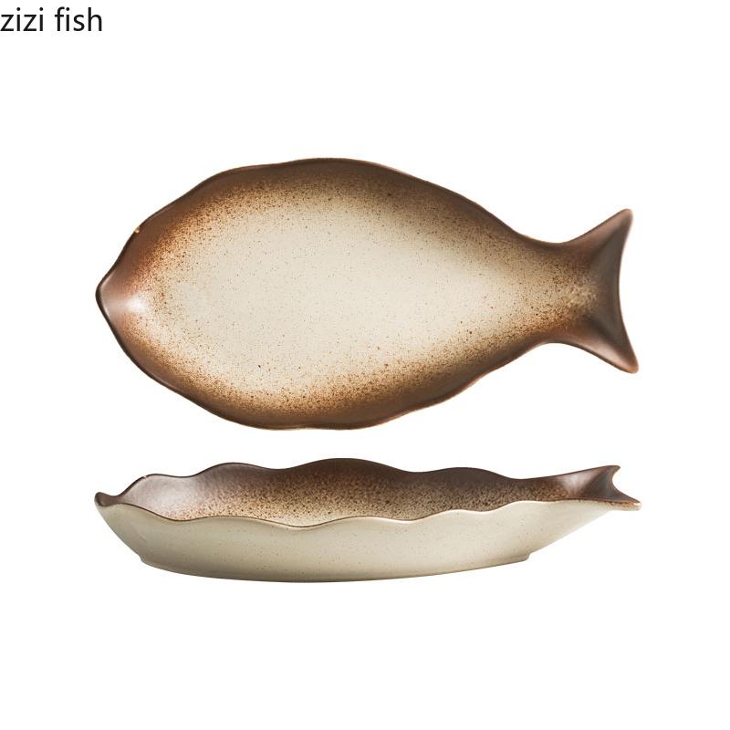 Zmiany Pieca Ceramiczny Talerz w Kształcie Ryby Domowy Talerz do Gotowania na Parze Ryb Talerz do Sashimi Talerze do Serwowania Restauracyjne Polecana Zastawa Stołowa
