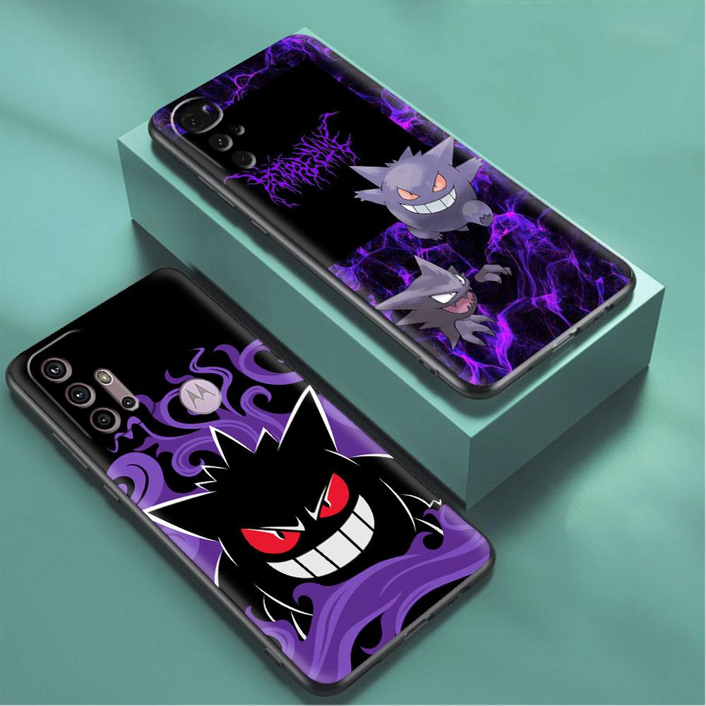 Süße Pokemon Gengar Hülle für Motorola G30 G60 G22 G9 Play G82 G52 G8 G9 G50 One Fusion Edge 20 Schwarz Soft Phone Capas Silikon
