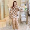 Women's Plus Size Plaid Plush Pajamas for Winter - Long Sleeve, Cozy Fit for All Body Types