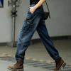 Spring and Autumn High Waist Work Clothes Jeans Women's Loose Pants Elastic Waist Straight Tube High Waist Slimming Pants