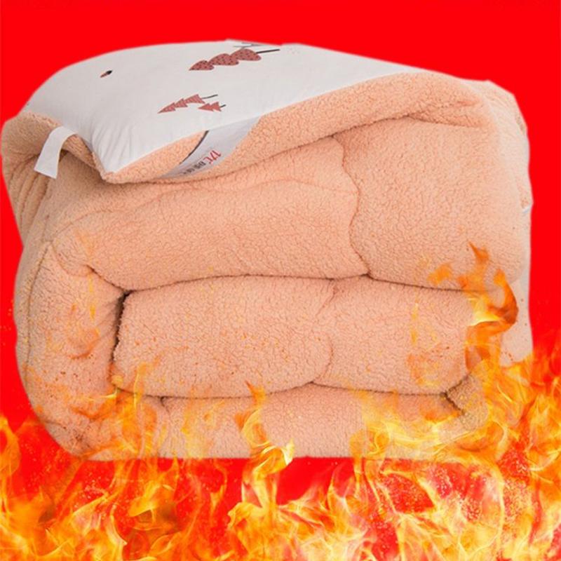 Verdickte Winterdecke aus Lammwolle, doppelte Steppdecke, warme Steppdecke, Einzelbettdecke für Studentenwohnheime
