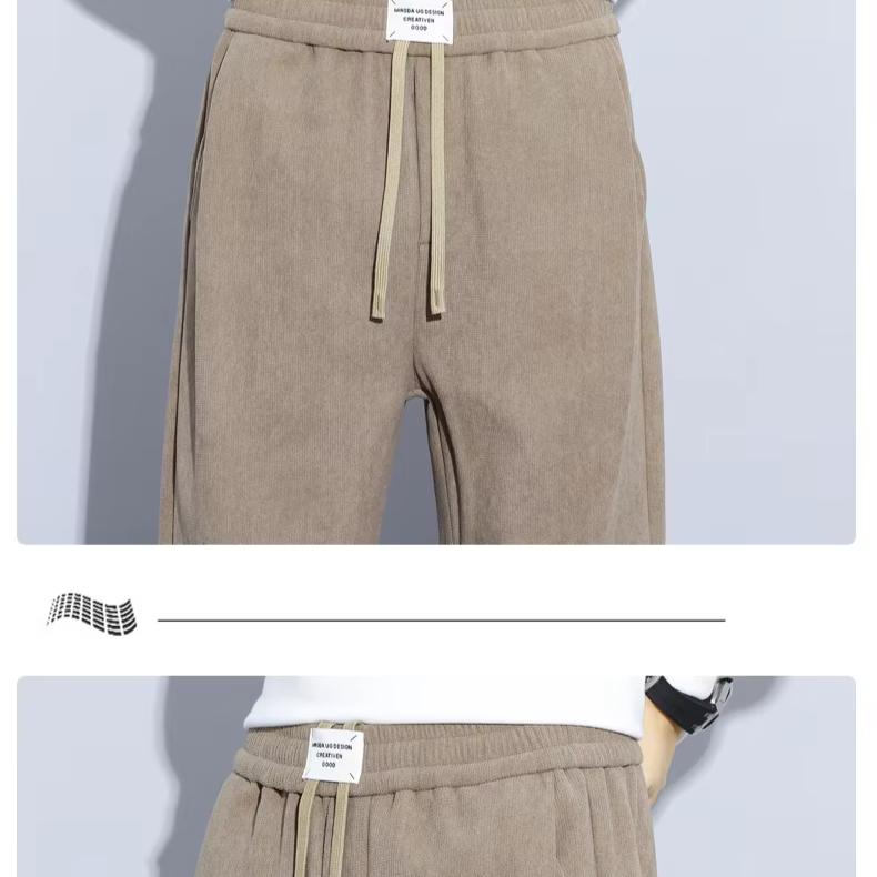 Coffee Khaki Black Gray Loose Casual Pants Men Winter Fleece Thermal Fashion Trousers Thick Velvet Straight Wide Leg Sweatpants