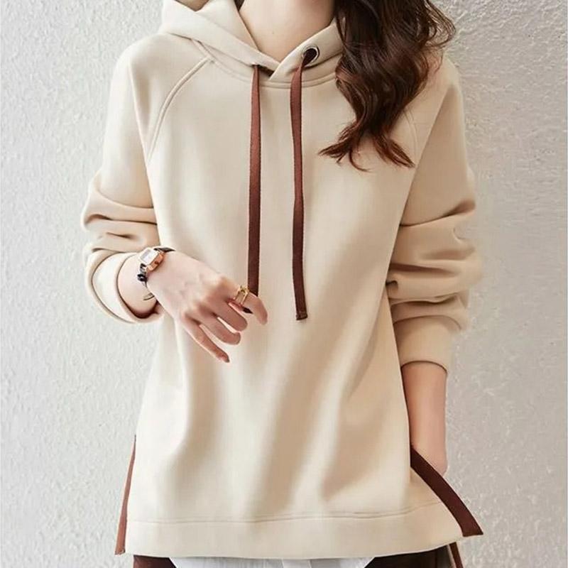 Sweatshirt for Women Cotton Oversize Hooded Fleece Thickened Loose Half-high Neck Casual Pullover Long Sleeve Winter Sweatshirt Top