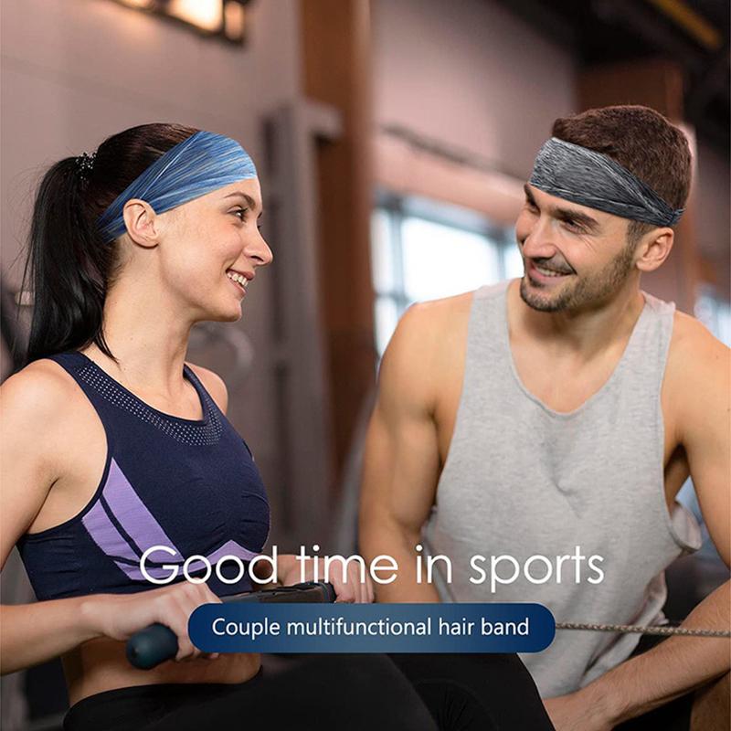 Hot! Stripes Gradient Unisex Headband Women Men Running Fitness Wide Turban Head Wrap Elastic Absorbing Sweat Sport Hair Bands