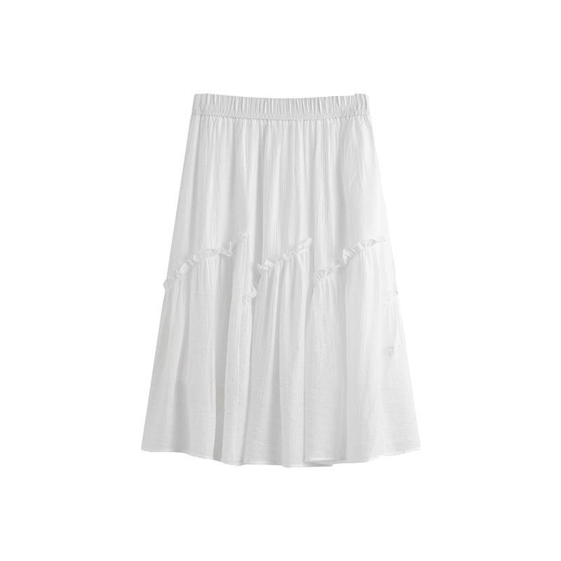 Women's Irregular Black Ear-edge Skirt Summer Style High-waisted Slimming Skirt for Plump Girls