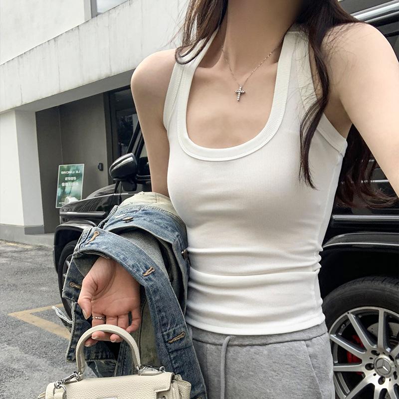 Summer French women's sports sling vest inside, new Spice Girl niche slim-fit sleeveless bottoming top