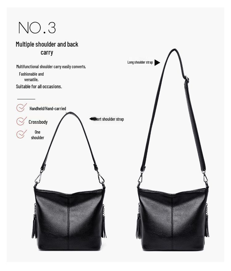 2022 European & American Retro Tassel Soft Leather Crossbody Bag - Casual, Versatile Single Shoulder Handbag for Women
