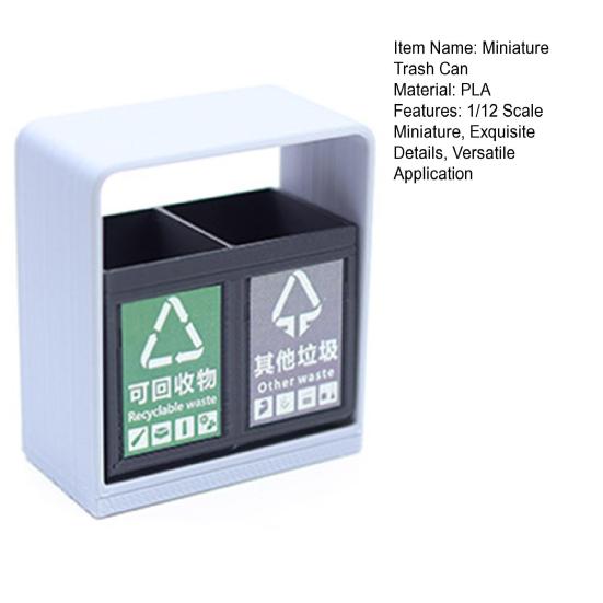 Miniature Trash Can 1/12 Scale Doll Mansion Accessories Realistic Tiny Outdoor Trash Bin for Imaginative Play Collectors