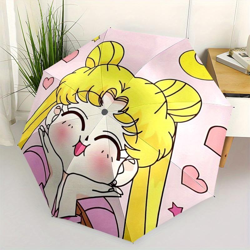 

1pc Sailor Moon Pattern Umbrella, Fashionable, Personalized, High-Value Folding Umbrella, a Must-Have for Summer, 8-Rib Durable Iron Frame,