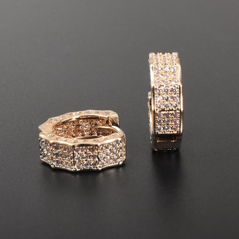 Fashionable Light Luxury Full Diamond Geometric Ear Buckle Womens Personality Versatile Simple