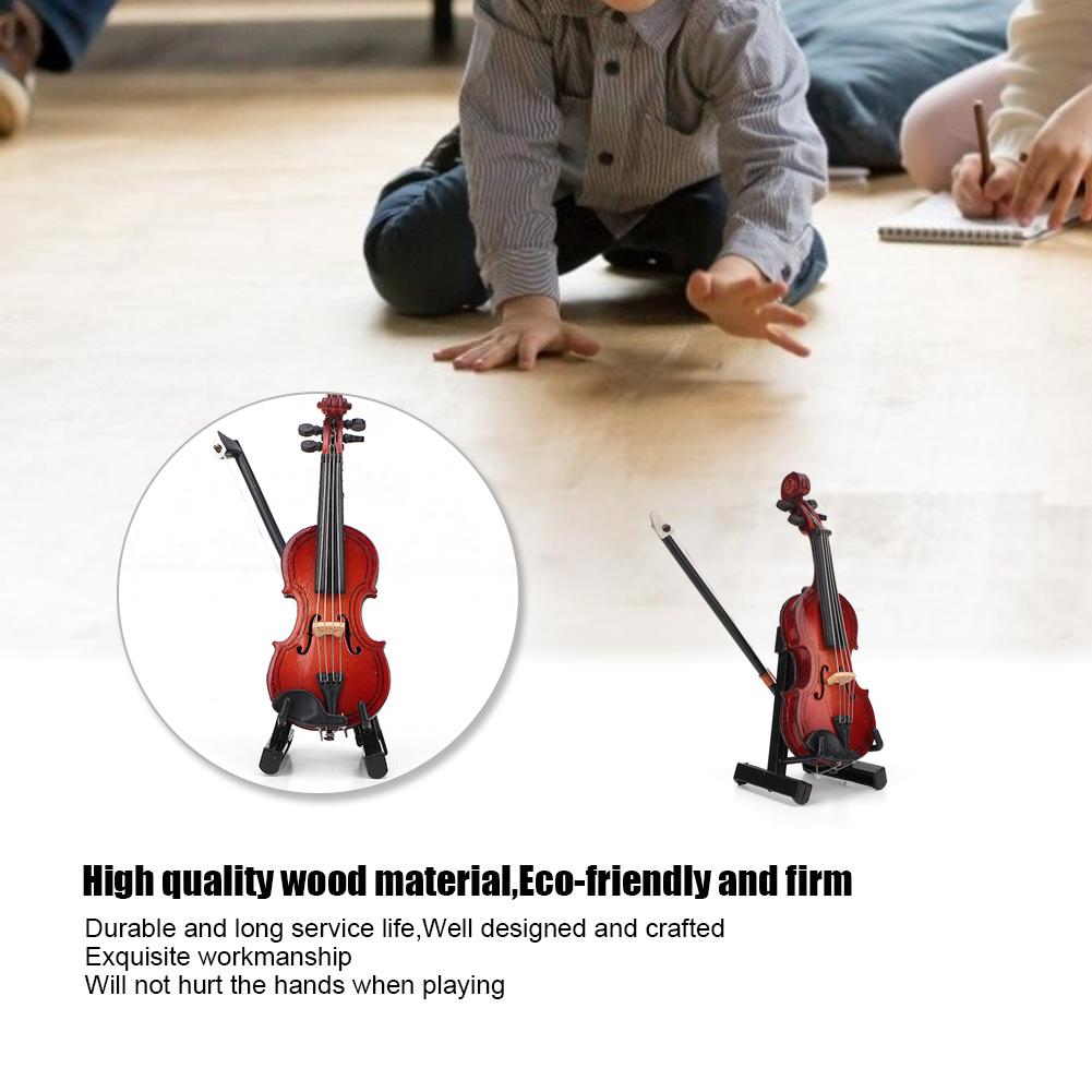 1:12 Miniature Wooden Instrument Violin Model with Box Simulation Accessory for Dollhouse