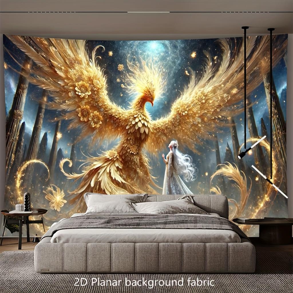 2D 1 Piece Majestic Golden Orchid Celestial Body - Polyester Fabric with Exquisite Starry Sky Design